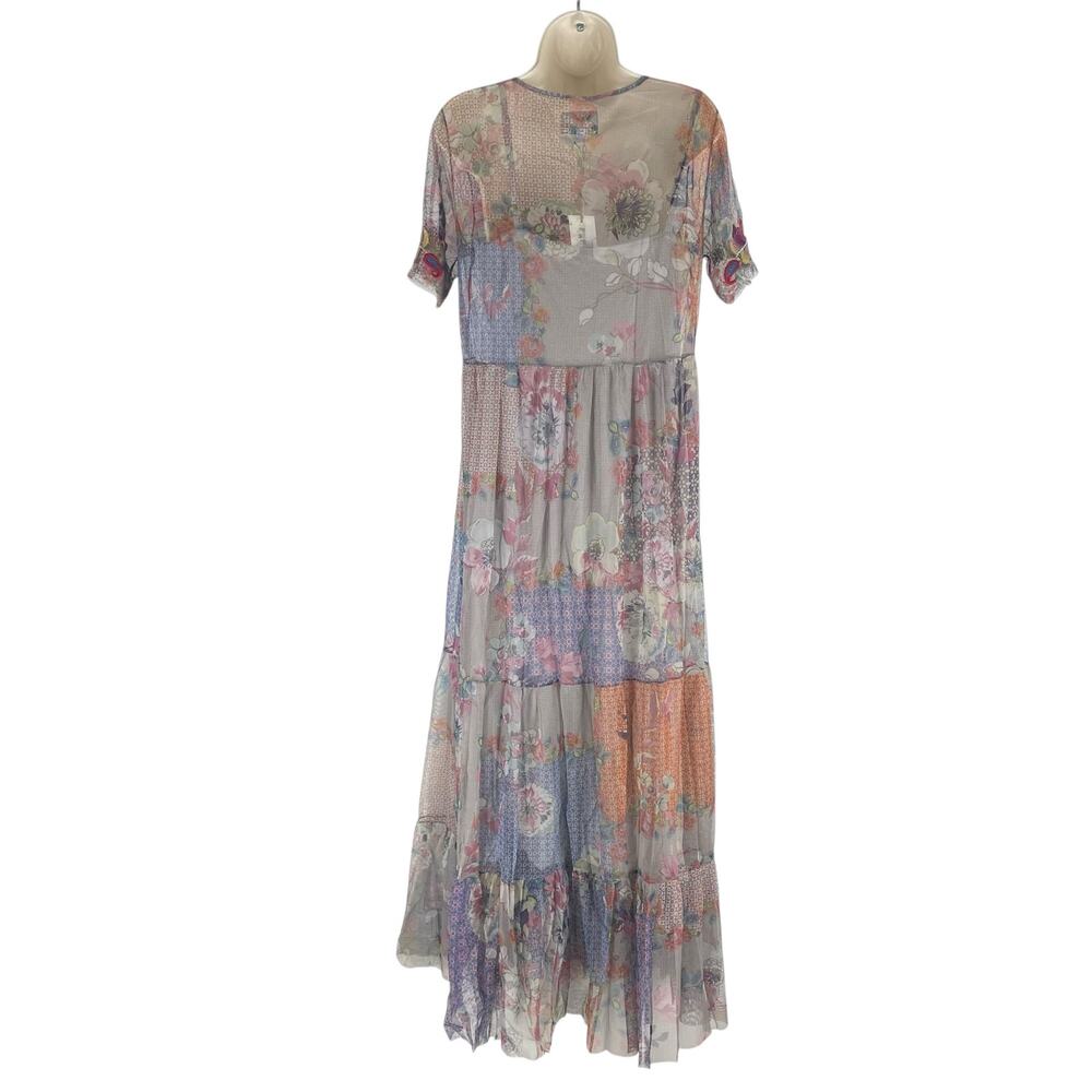Johnny Was BIYA Kandence Tiered Mesh Dress Floral Embroidery Size M - Picture 9 of 13